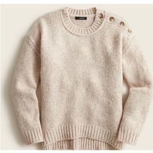 J. Crew Button-shoulder heathered crewneck sweater Size M EUC